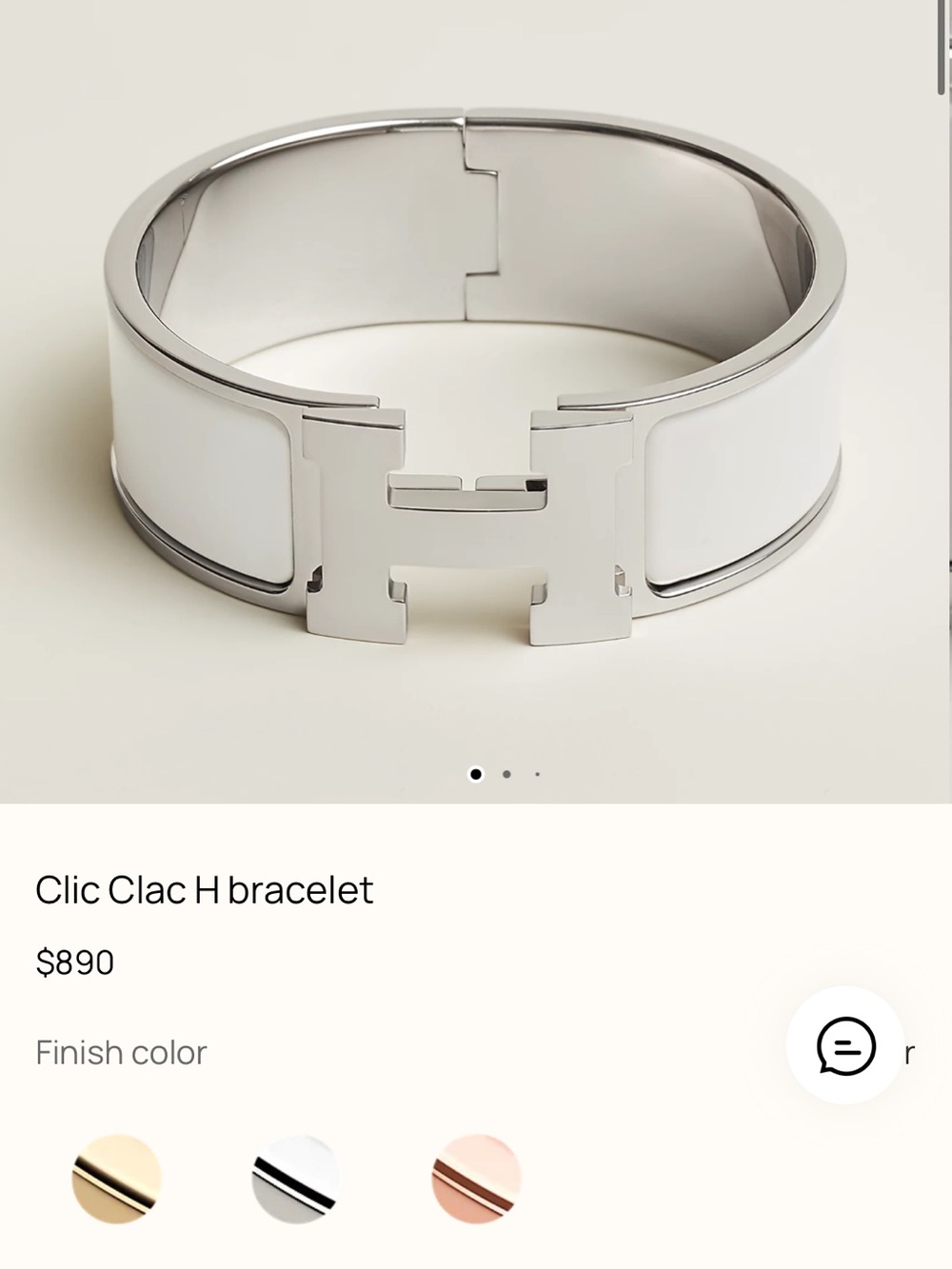 Hermes White Enamel and Silver Clic H Bracelet - Picture 7 of 8